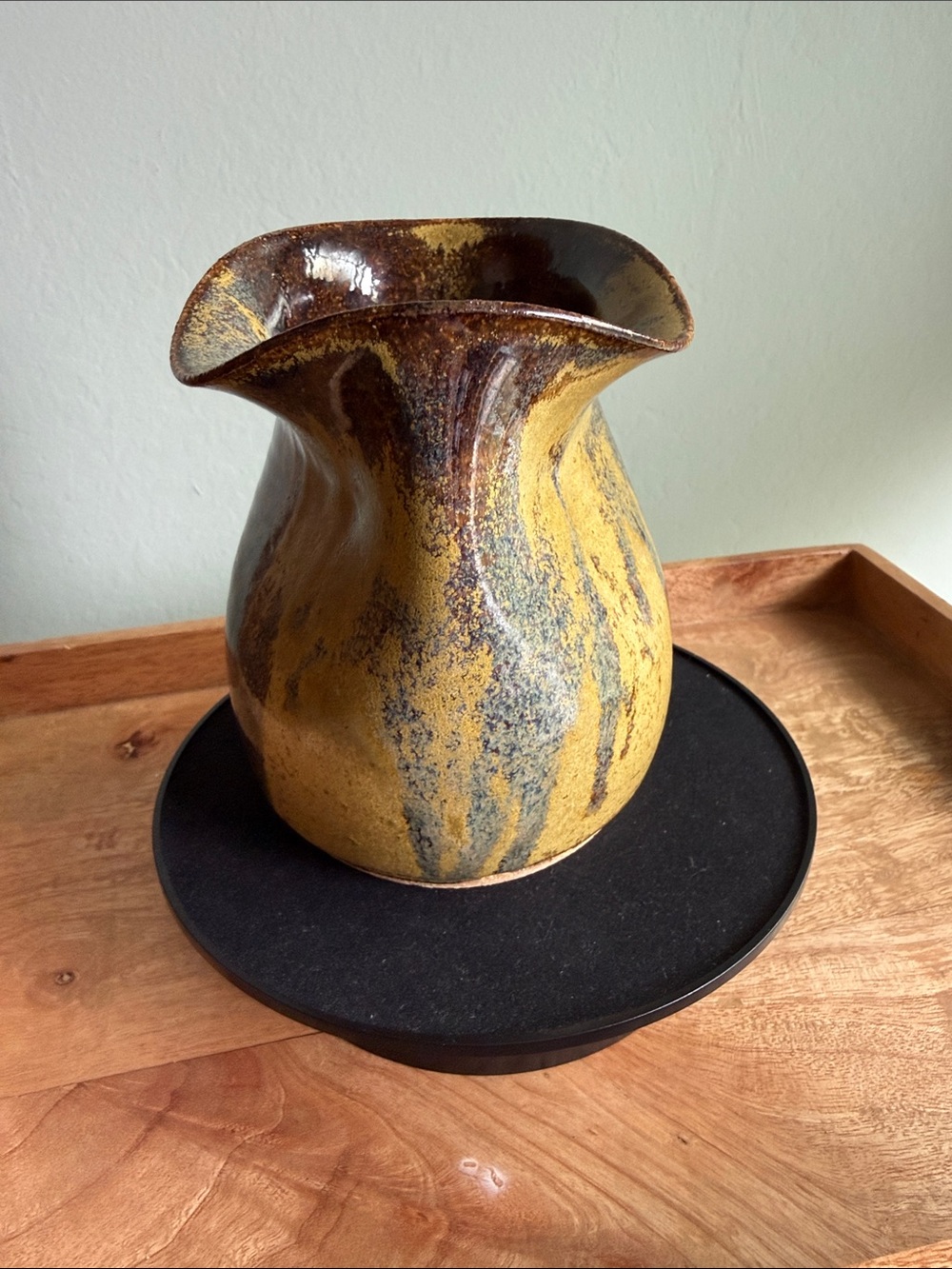 VTG John Schulps SIGNED Studio Pottery Vase - MCM Drip Glaze 1950’s-60’s 6”